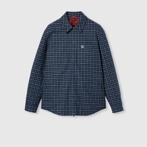 Wool Flannel Zip Jacket With Embroidery