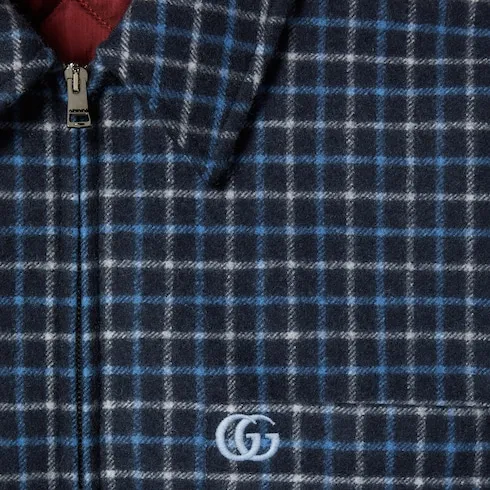 Wool Flannel Zip Jacket With Embroidery