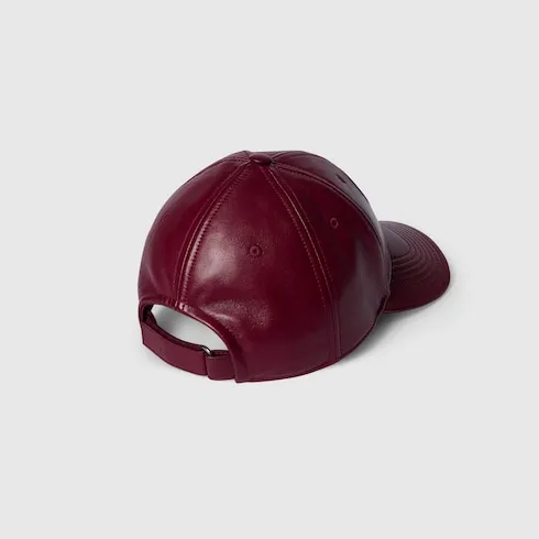 Leather Baseball Hat With Double G
