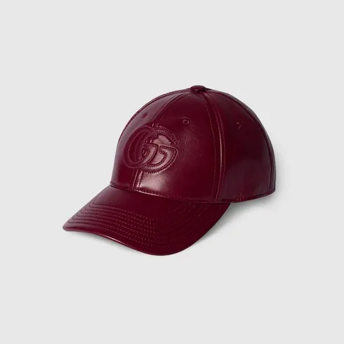 Leather Baseball Hat With Double G