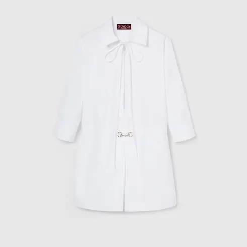 Cotton Poplin Shirt Dress With Horsebit