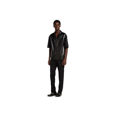 Soft Leather With Nylon Polo Shirt
