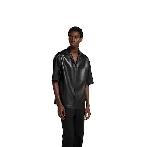 Soft Leather With Nylon Polo Shirt