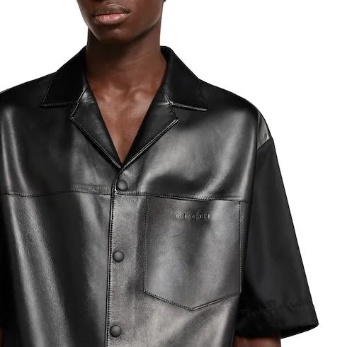 Soft Leather With Nylon Polo Shirt