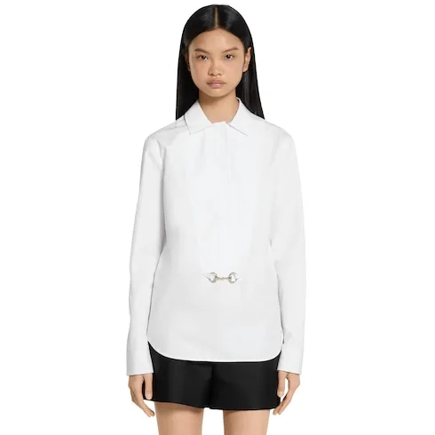 Cotton Poplin Shirt With Horsebit