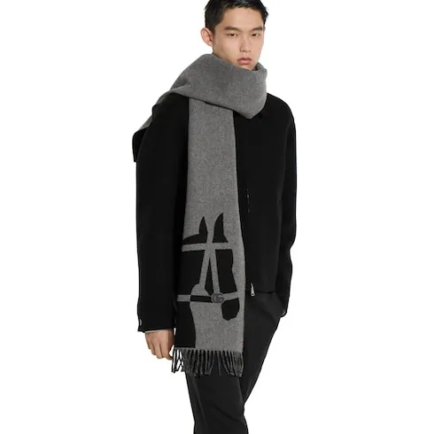Wool Scarf With Jacquard Motif