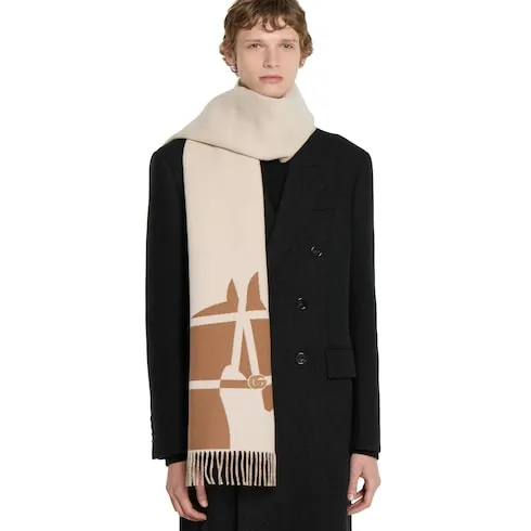 Wool Scarf With Jacquard Motif