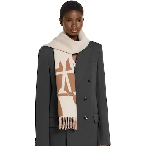 Wool Scarf With Jacquard Motif