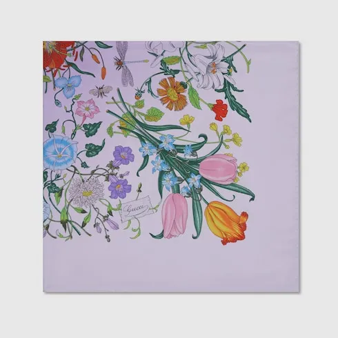 Printed Flora Silk Twill Carré