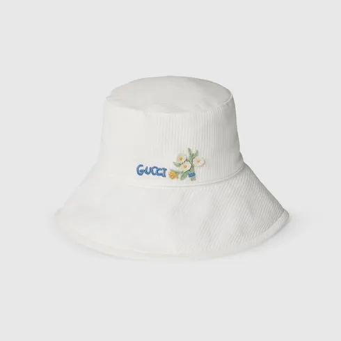 Children's Cotton Bucket Hat With Embroidery