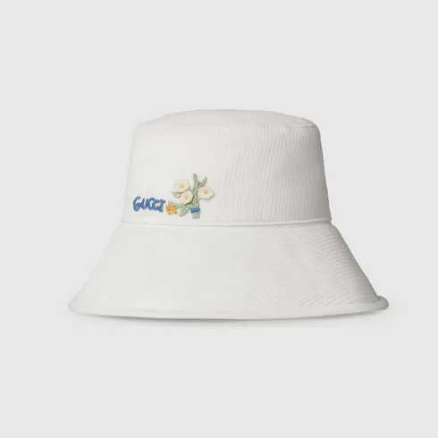 Children's Cotton Bucket Hat With Embroidery