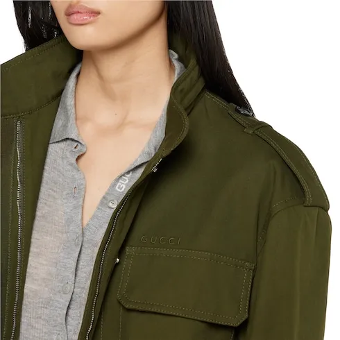 Cotton Canvas Jacket With Embroidery