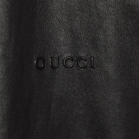 Leather Bomber Jacket With Logo