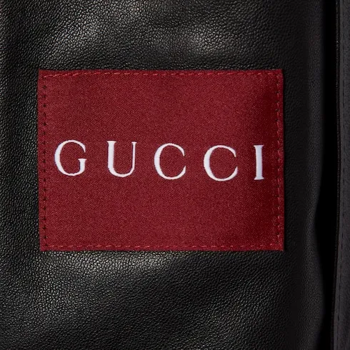 Leather Bomber Jacket With Logo