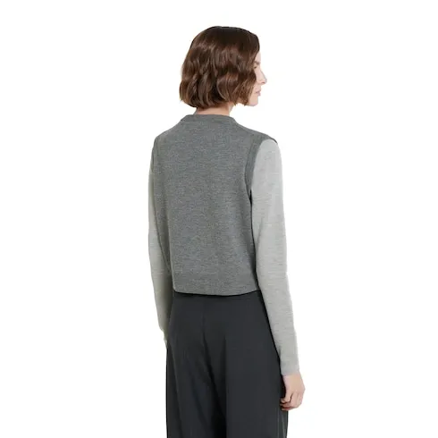 Wool Silk Top With Vest Overlay