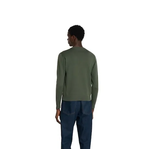 Silk Cotton Knit Sweater With Intarsia