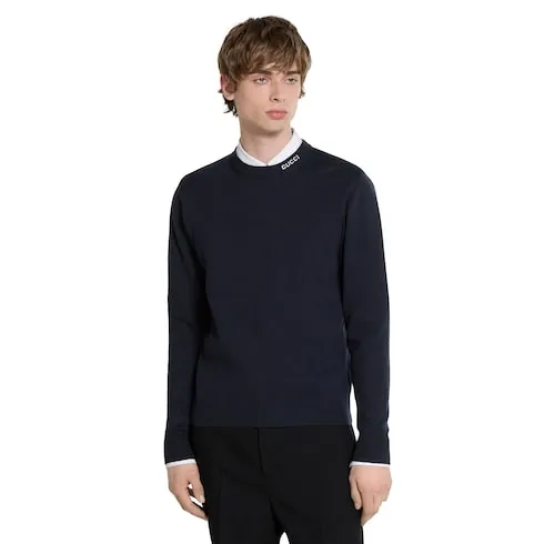 Silk Cotton Knit Sweater With Intarsia