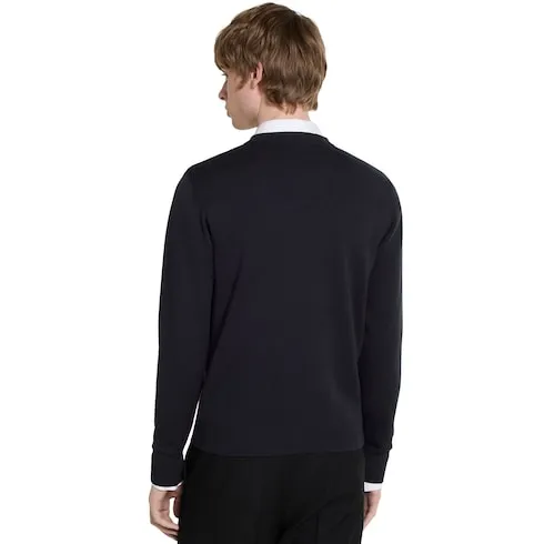 Silk Cotton Knit Sweater With Intarsia