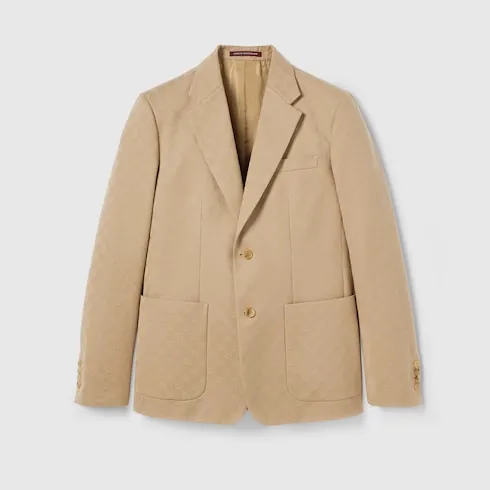 Gg Cotton Gabardine Jacquard Jacket