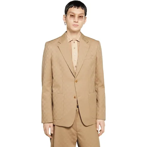 Gg Cotton Gabardine Jacquard Jacket