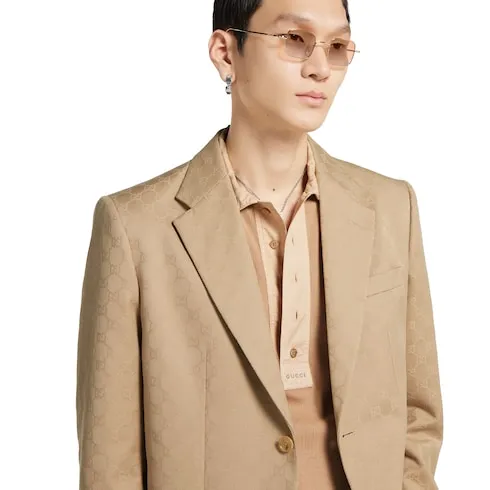 Gg Cotton Gabardine Jacquard Jacket