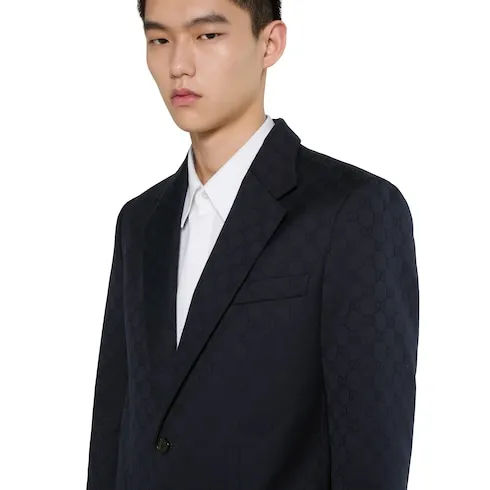 Gg Cotton Gabardine Jacquard Jacket