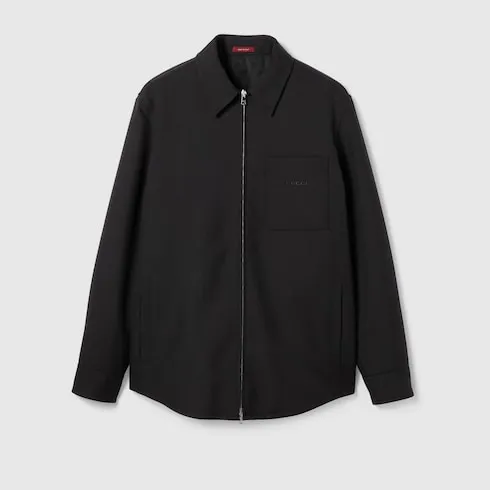 Wool Twill Zip Overshirt