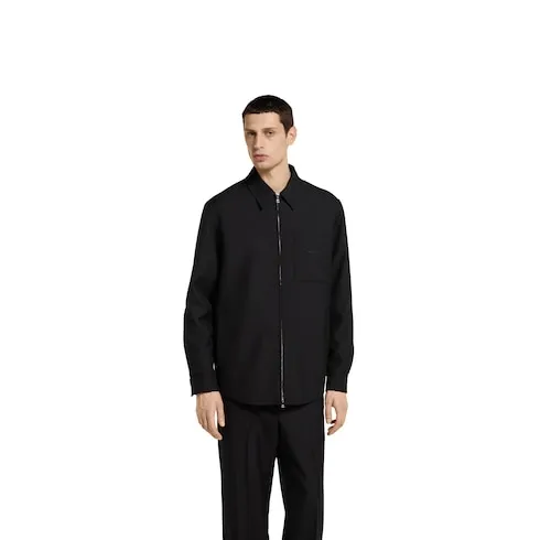 Wool Twill Zip Overshirt