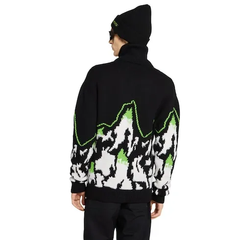 Wool Jacquard Zip Jacket With Intarsia