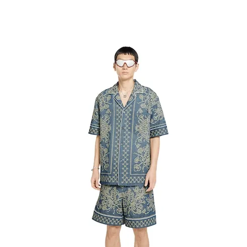 Gg Washed Denim Jacquard Shirt