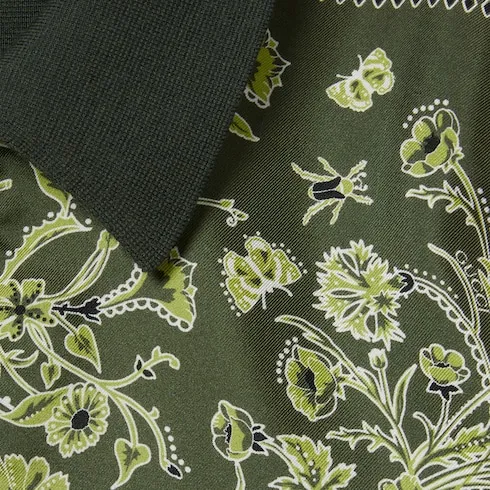 Printed Silk Cotton Knit Polo Shirt