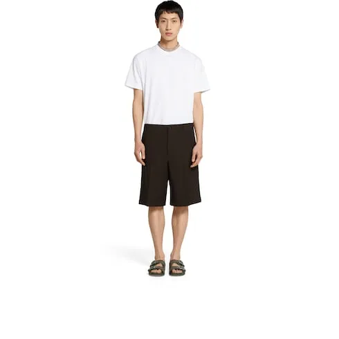 Wool Gabardine Shorts With Embroidery