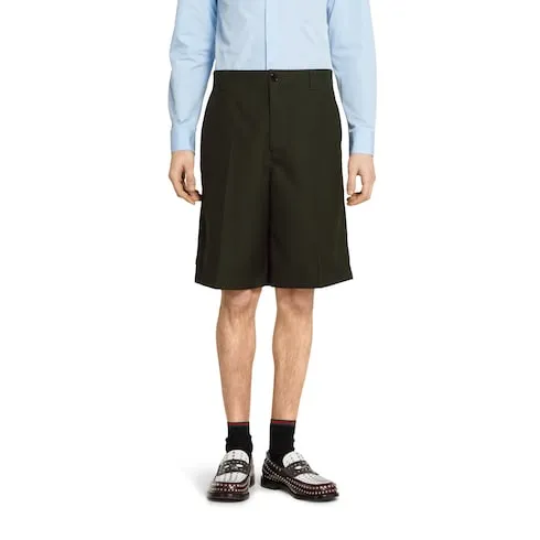 Wool Twill Shorts With Logo