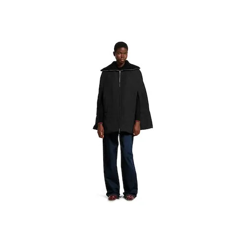 Padded Cape Jacket With Embroidery