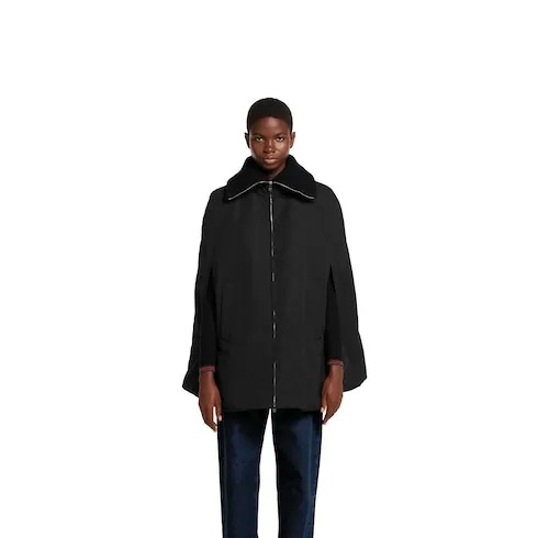 Padded Cape Jacket With Embroidery