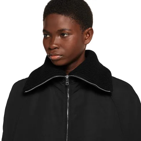 Padded Cape Jacket With Embroidery