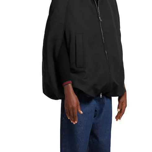Padded Cape Jacket With Embroidery