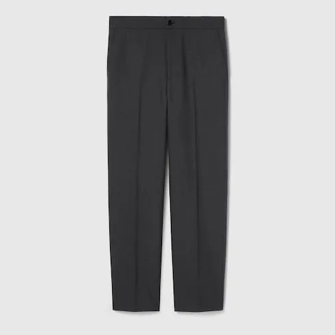 Wool Blend Twill Pant With Logo