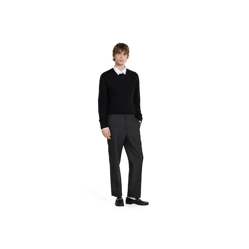 Wool Blend Twill Pant With Logo