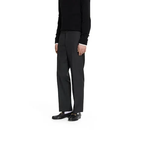 Wool Blend Twill Pant With Logo