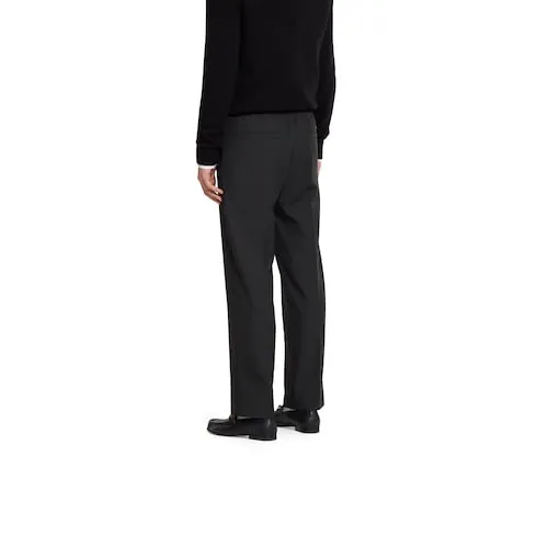 Wool Blend Twill Pant With Logo