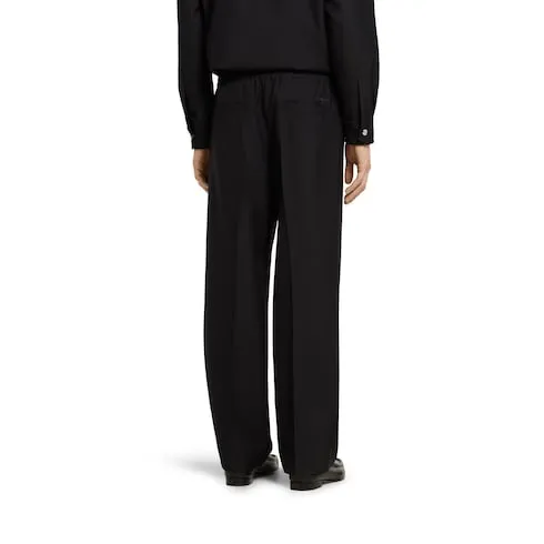 Wool Blend Twill Pant With Logo