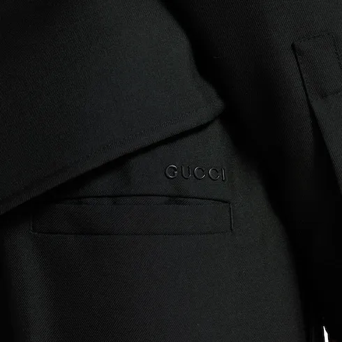Wool Blend Twill Pant With Logo