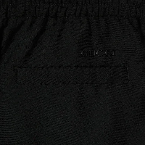 Wool Blend Twill Pant With Logo