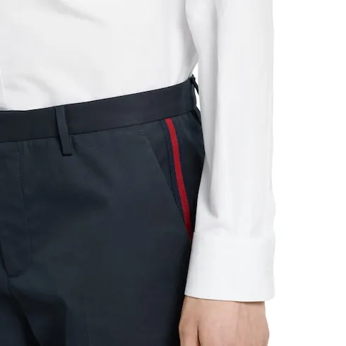 Cotton Twill Pant With Web Detail