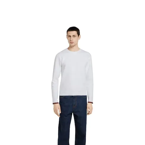 Cotton Piquet Sweater With Web