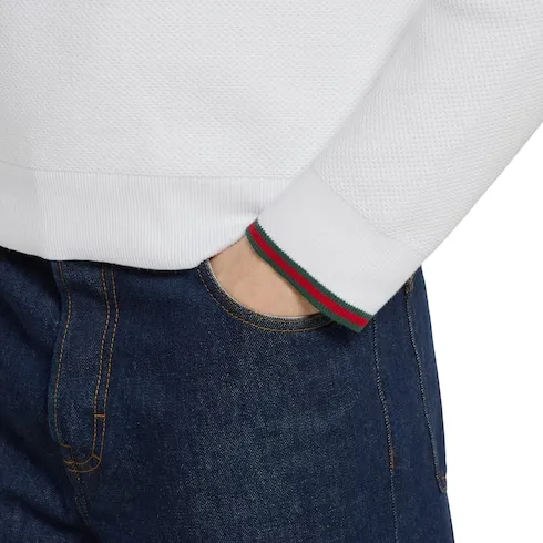 Cotton Piquet Sweater With Web