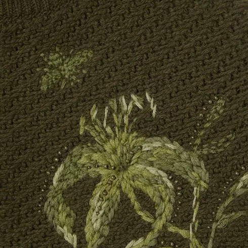 Wool Knit Cardigan With Embroidery