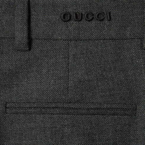 Wool Grisaille Pants With Embroidery