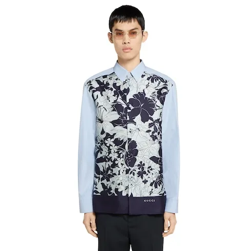 Printed Cotton Silk Twill Shirt